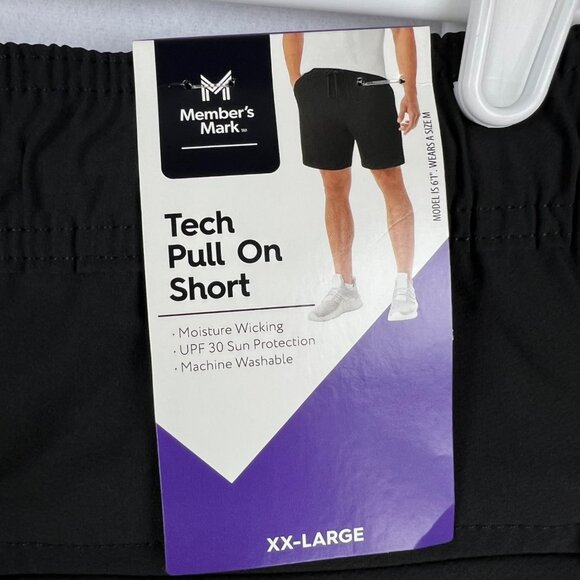 Member's Mark Men's Pull-on UPF 30 Moisture Wicking Black Tech Shorts Sz XXL NWT - Picture 5 of 11
